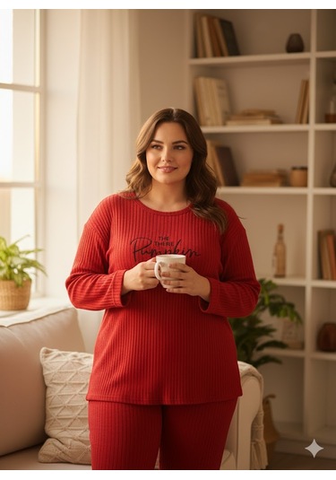 Kadın Kırmızı Pumpkin Pijama Takımı Kırmızı