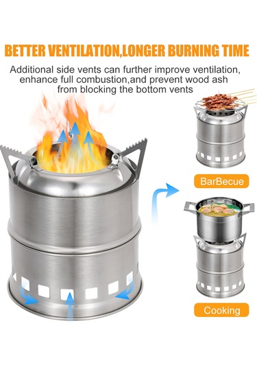 Taşınabilir Paslanmaz Çelik Hafif Odun Sobası Alkol,y27179 Gümüş
