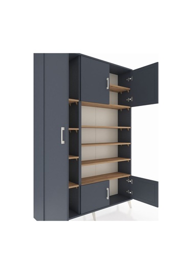 Arges Dolap 10 Raflı 5 Kapaklı 132x30x195 Antrasit-antrasit/çam Antrasit