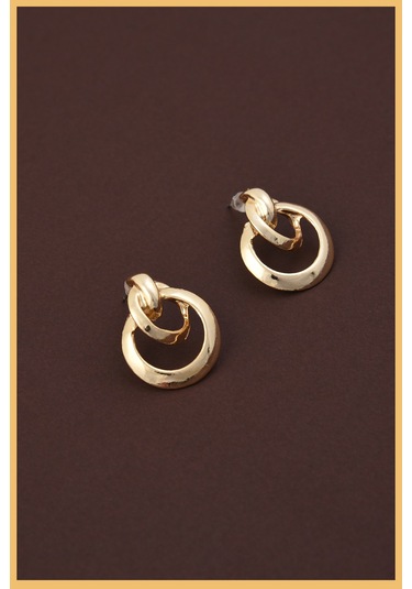 Kadın Gold İç İçe Halka Küpe seti Çok Renkli