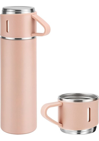 Hangfox Paslanmaz Çelik Isı Saklama Bardağı 500ml, 12 Saat Isı Tutma, Sızdırmaz, Taşınabilir, Ev Ve Dış Mekan İçin - Siyah Pembe