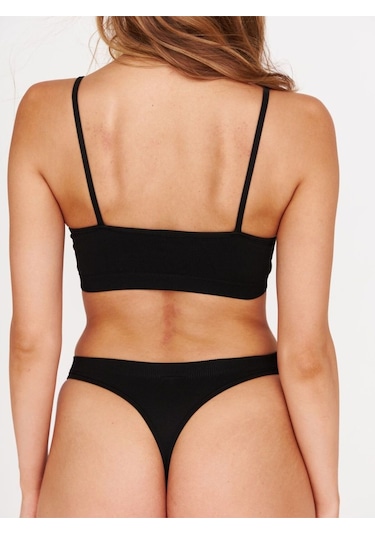 Mistirik Pisun Model Ince Askılı Pedli Spor Büstiyer Siyah Renk Siyah