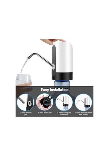 Leezsing Otomatik Elektrikli Su Pompası Galon Su Sebili Şarj Edilebilir Evrensel Gürültüsüz Su Isıtıcısı Pompası Anahtarı Ve Usb Beyaz