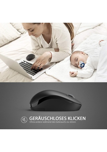 Pc Dizüstü Bilgisayar Vb. İçin Usb Alıcılı Sessiz 2,4 Ghz Kablosuz Fare Siyah Diğer