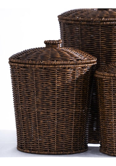 Nomad 3 Lü Kapaklı Hasır Sepet Seti