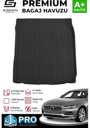 S-dizayn Volvo S90 3d Pro Bagaj Havuzu 2016 Üzeri A+ Kalite