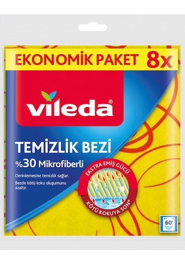 Vileda 8'li %30 Mikrofiberli Mutfak Bezi