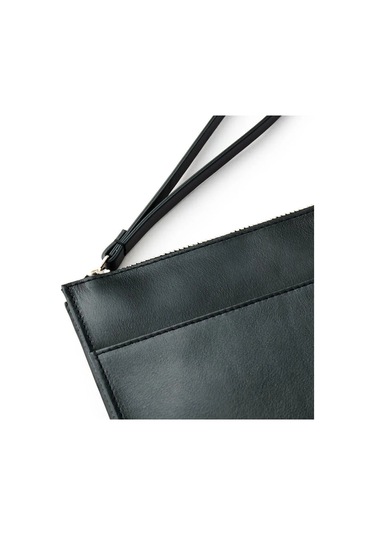 Beverly Hakiki Deri Siyah Kadın Cepli Fermuarlı Rfid Korumalı Portföy Çanta Siyah