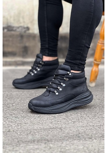 Wagoon Wg035 Kömür Cilt Yüksek Taban Yarım Bilek Bot Çok Renkli