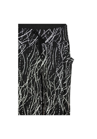 Barem Kadın Elisa Asimetrik Çizgiler Penye Siyah Pantolon Etek Siyah