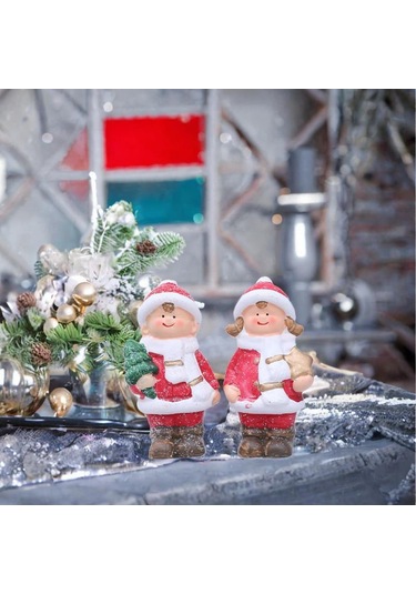 Homyl Seramik Bebek Figürleri Yılbaşı Süsleri Tatil Partisi Ofisi 3,5 Cm X 3,5 Cm X 11,5 Cm