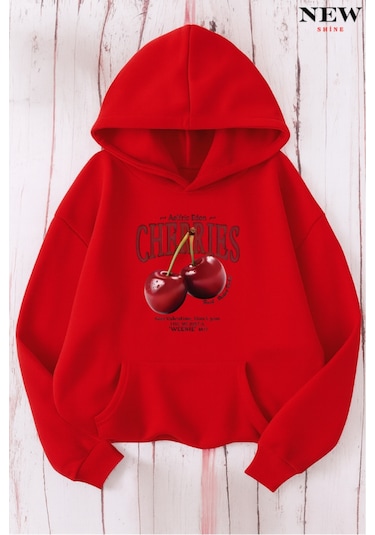Cherries Baskılı Sweatshirt Kırmızı