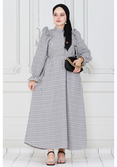 Pötükare Fırfır Detaylı Eda Elbise-siyah-4035-siyah Siyah