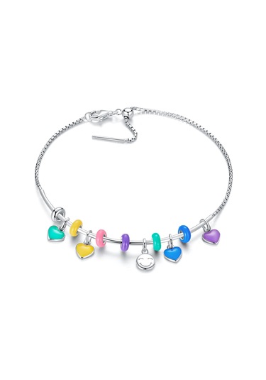 S925 Ayar Gümüş Kalp Kolye Dıy Bilezik Kolye Aksesuarları Sarı Çok Renkli