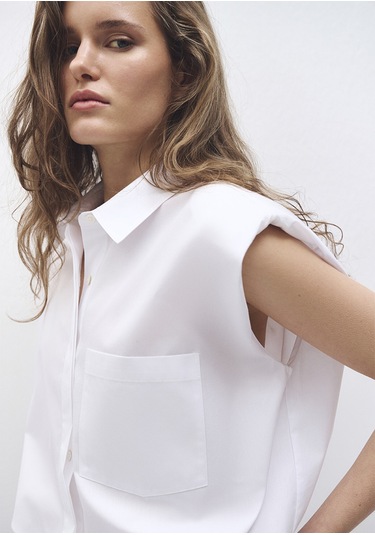 Mavi - Beyaz Kolsuz Gömlek 1211079-620 Beyaz