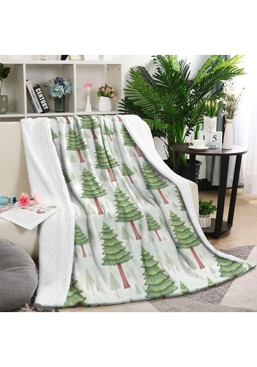 Noel Desenli 40x50 İnç Polar Battaniye, Yumuşak, Hafif Ve Kalın, Erkek, Kadın Ve Çocuk İçin Noel Çam Ağacı