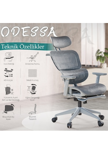 Karr Office Odessa Fonksiyonel Çalışma Koltuğu Gri