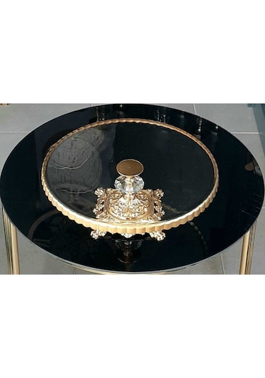 Dream Home Metal Kaideli Gold Yuvarlak Sunumluk Altın