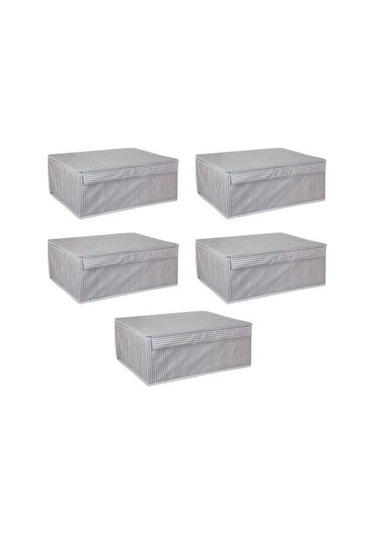 Alas Çok Amaçlı Baza Kutusu Gri Çizgili 50 x 40 x 19 CM  5'li