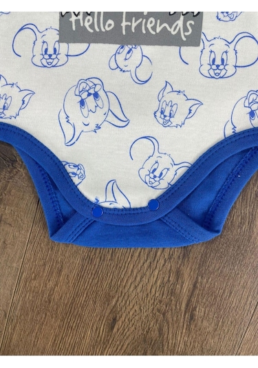 2d2b Hello Friends Alttan Çıtçıtlı Bereli Unisex 3lü Bebek Takım Mavi