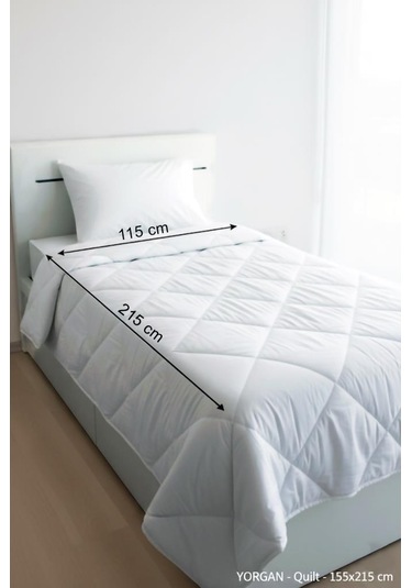 Niron Tek Kişilik Yorgan 155x215 Mikrofiber Kumaş, 200 G/m² Silikon Elyaf Dolgu Beyaz