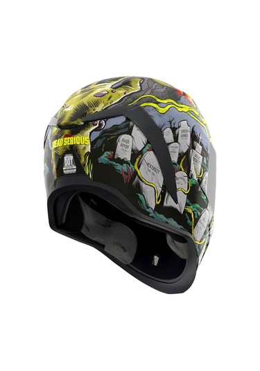Icon Airform Dead Serious Mıps Kapalı Motosiklet Kaskı Siyah Gri Yeşil Siyah - Gri
