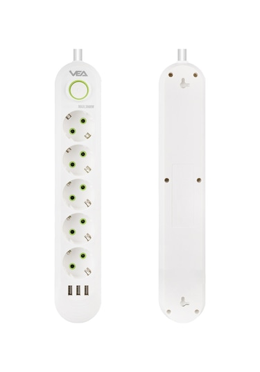 Vea Va-21562 Akım Korumalı Priz 5 Li 1.5 Metre Uzatma Kablosu Usb Li Isıya Dayanıklı 3-16 Amper Anahtarlı
