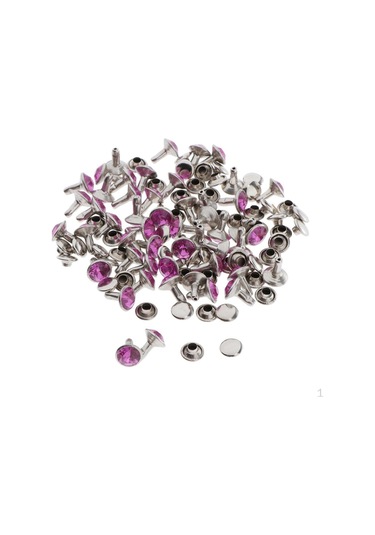 Mor 50 Adet Dekoratif Perçinler 7mm Kristal Rhinestone Çiviler Mobilya İçin Gotik Punk,