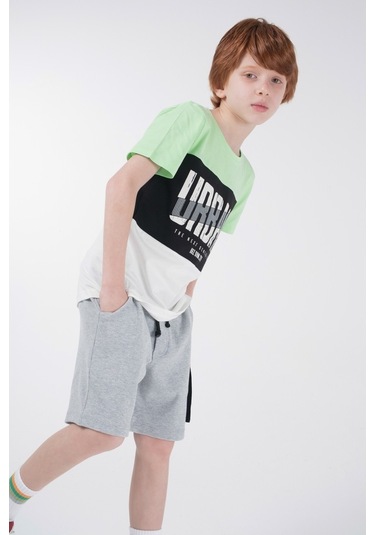 Brz Kids Kontrast Renkli Baskılı Erkek Çocuk Kısa Kollu T-Shirt Çok Renkli