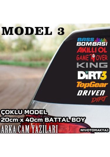 arka cam yazıları - çoklu model türkçe marka yazılı sticker seti