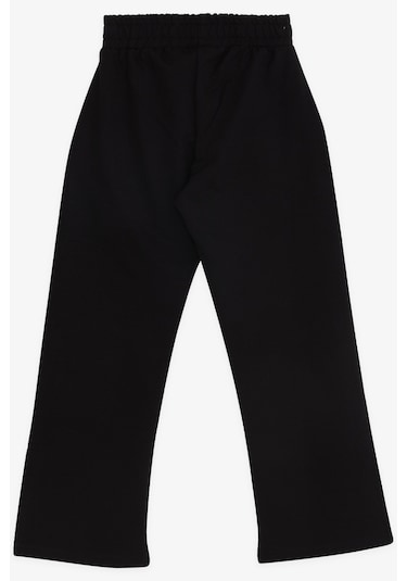 Breeze Kız Çocuk Eşofman Altı Paçası Yırtmaçlı 8-14 Yaş, Siyah