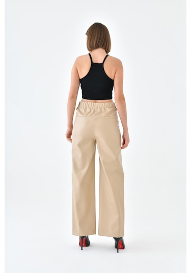 Ftz Women Kadın Deri Pantolon Beige 30634-beige Bej