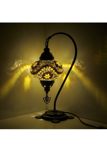 Mozaik Lamba Osmanlı Otantik Renkli Camlı El Yapımı Abajur Amber