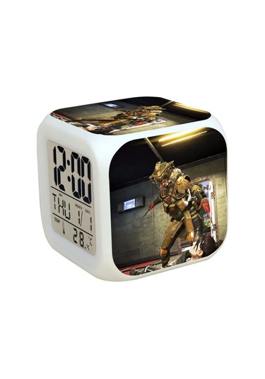 Besthome1 7 Renkli Led Kare Dijital Saat - Beyaz Ve Alarmlı, Romantik Işıklandırma Ve Yedek Güç Kablosu