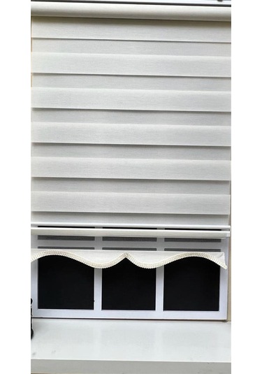 Storburada Zebra Stor Perde Ekru Etek Dilimli Stb-400-v02 Ekru