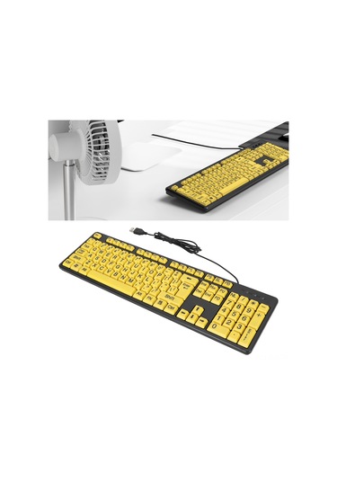 Xindoker Usb Kablo 1.5m Büyük Yazı Tipi 104 Tuşlu Multimedia Fonksiyonlu Masaüstü Dizüstü Bilgisayar Klavyesi Gençler Ve Yaşlılar İçin