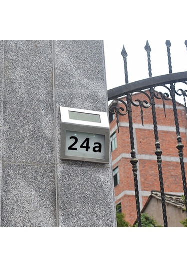 Qingmipy Güneş Enerjili Kapı Numarası Işığı - Dıy Bahçe, Duvar Ve Garaj İçin Modern Led Aydınlatma Gümüş