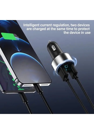 3.1a Çift Hızlı Şarj Cihazı Çakmak 2 Portlu Usb Araç Soketi Po Mavi-çin