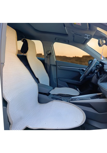 Universal Terletmez Oto Koltuk Koruyucu Kılıf - 2 Adet Ön, 1 Adet Arka Bej