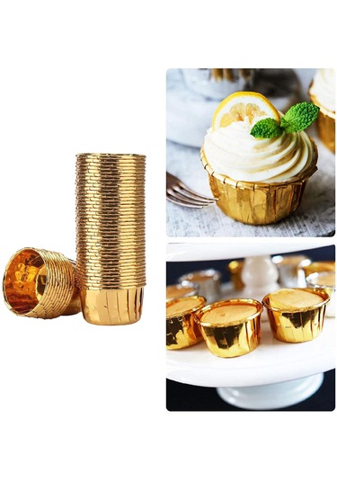 Suntek 50 Parça Cupcake Gömlekleri Muffin Vaka Sarıcı Altın