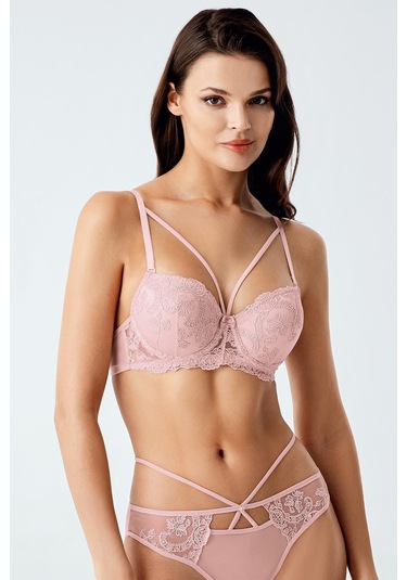Luw 6110 Pudra Dolgulu Sütyen Külot 2Li Takım Pudra