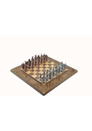 Gifthome Metal Satranç Takımı - Seti battal ispanyol antik Taş dü