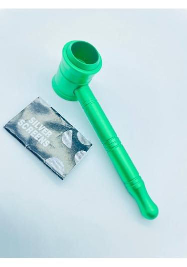Metal Pipo Yeşil 2parça Süzgeçli Pipe //10cm