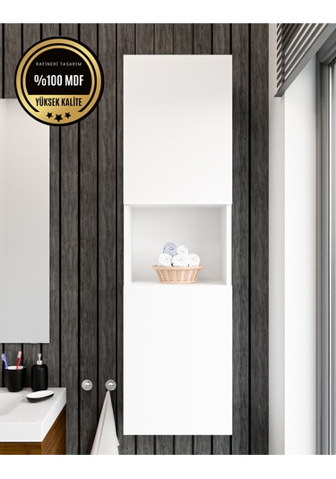Lisa Banyo Dolabı Duvara Monte Raflı Mdf Beyaz