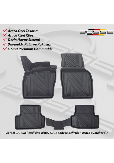 VW Polo Paspas Araca Özel 2018 - 2021 BOSSE 3D Havuzlu Oto Paspas