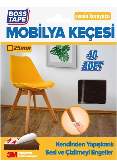 3M Yapışkanlı 40 Adet 25Mm Kare Kahverengi Mobilya Sandalye Masa
