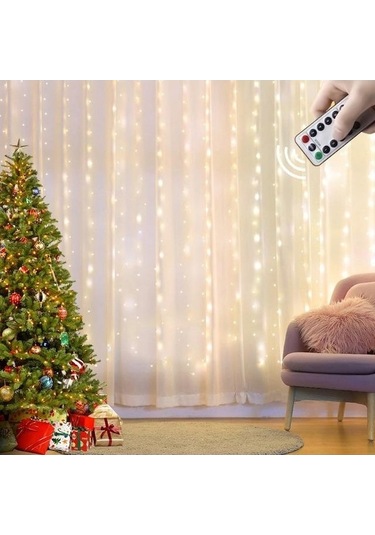 Novahub Beyaz Perde Çelenk Led Dize Işıklar Festivali Noel Dekorasyon 8 Modu Usb Uzaktan Kumanda Tatil Peri Işıkları Yatak Odası Ev Için 3m W X1m H 100 Leds Beyaz Beyaz