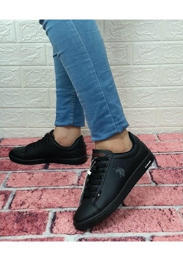 U.S.Polo Franco Siyah Düz Tabanlı Sneaker Bayan Erkek Spor Ayakka