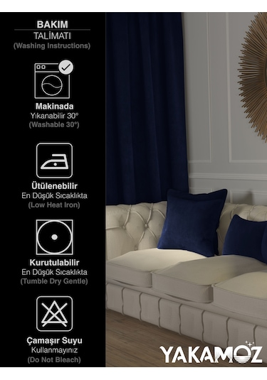 Lacivert Kırlent , Yastık Kılıfı Kadife Görünümlü Velvet Touch Serisi Lacivert