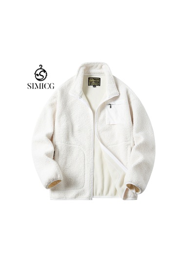 Erkek Sonbahar Ve Kış Kuzu Derisi Kalın Polar Ceket Siyah